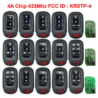 Llave Inteligente para Auto 433MHz 4A Chip 72147-3A0-A01 FCC ID KR5TP-4, Sistema de Entrada sin Llave para Honda Accord CR-V HRV Pilot Civic