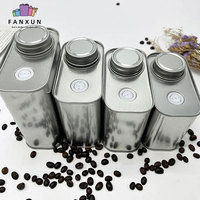Boîte à café carrée en métal de qualité alimentaire avec couvercle à couronne, conteneur en fer blanc de 250g pour le stockage des grains de café avec conservation de l'arôme
