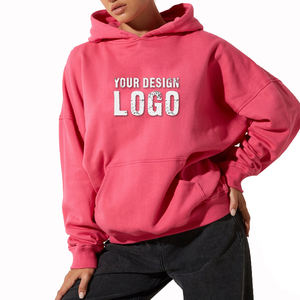 Sudadera con Capucha para Mujer, Estilo Casual, Gruesa, Hombros Caídos, Holgada, con Logotipo Personalizado, Lavada, con Forro Polar, para Otoño e Invierno - Product Image 2