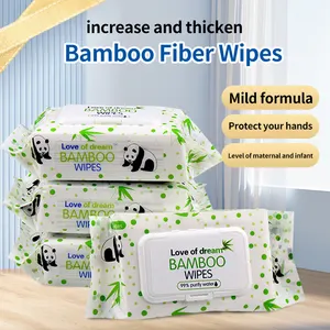 A fábrica do ODM 80pcs fornece diretamente lenços umedecidos de bambu orgânicos de alta qualidade, lenços umedecidos para bebês no atacado