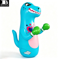 Sac de frappe gonflable écologique bleu clair pour enfants, cible de boxe robuste en forme de T-Rex pour tout-petits, jouet pour jouer en extérieur et en intérieur