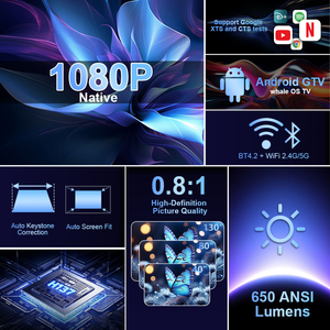 YDH-TP400 GTV 2026 Nouveau <span class=keywords><strong>projecteur</strong></span> portable 600 ANSI GTV 1 Go + 32 Go compatible 4K pour la maison intelligente, les voyages et le cinéma en extérieur - Product Image 3