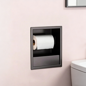 Niche <span class=keywords><strong>WC</strong></span> encastrée invisible de luxe moderne en acier inoxydable avec incrustation de carreaux, pour boîte à mouchoirs et <span class=keywords><strong>poubelle</strong></span> - Product Image 2