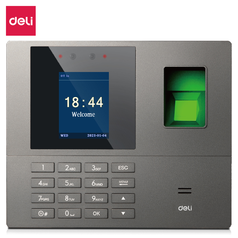 Deli ES161 Attendance Machine Fingerprint Punching Time Attendance Machine Employee Commuting Integrated Fingerprint Recognition
