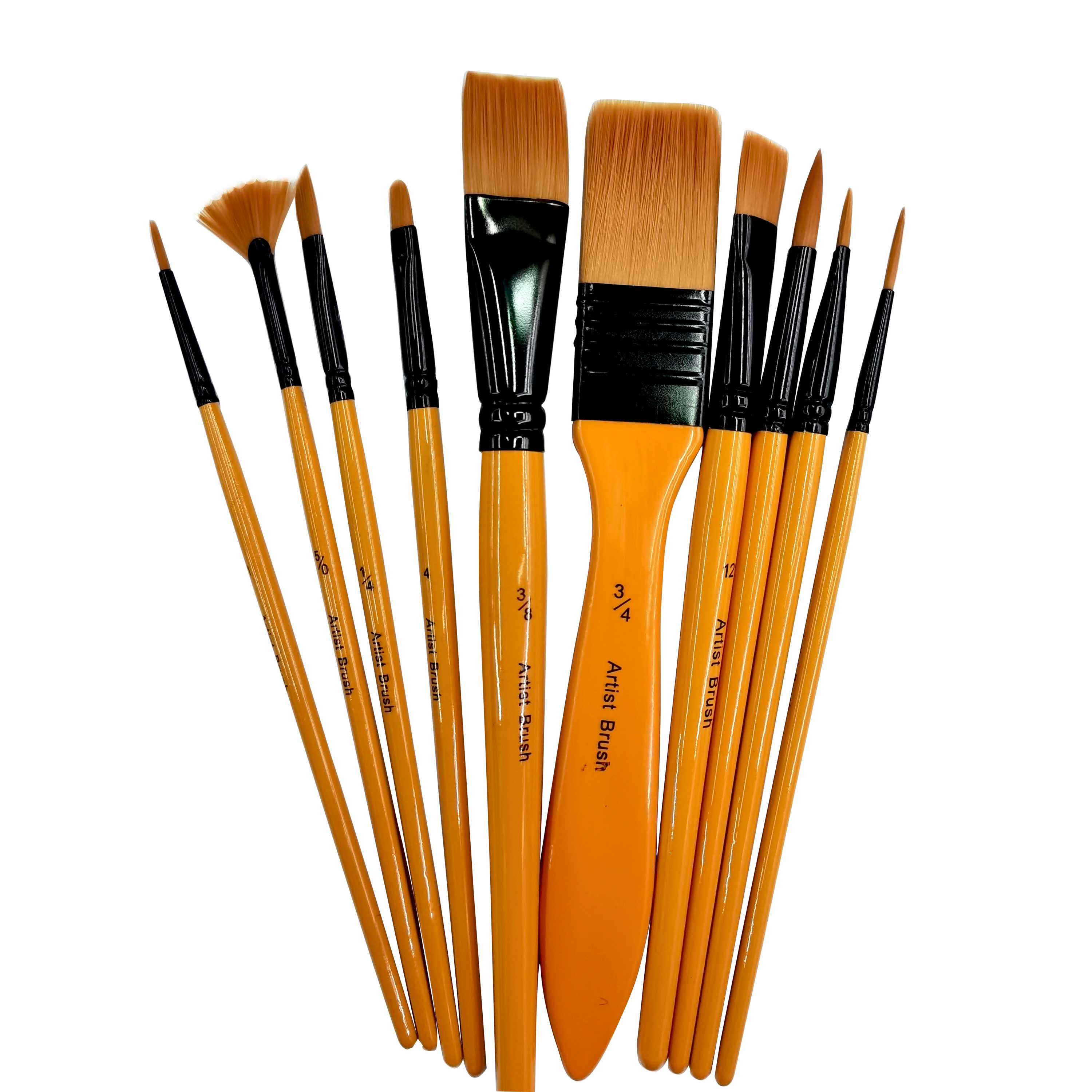Lot De 5 Pinceaux à Pointe Filbert – Nylon + Bois, Tailles 2# à 12#, Pour Acrylique, Huile, Aquarelle, Gouache, Corps, Ongles