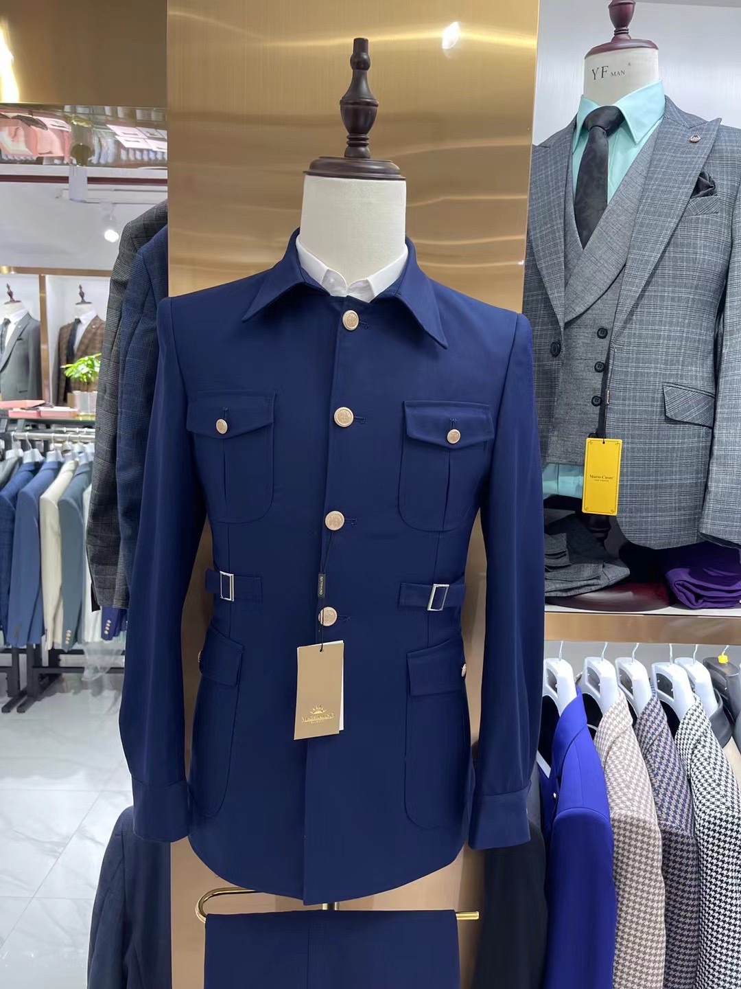 AZUL MARINO--2 piezas/juego-Chaqueta + pantalón