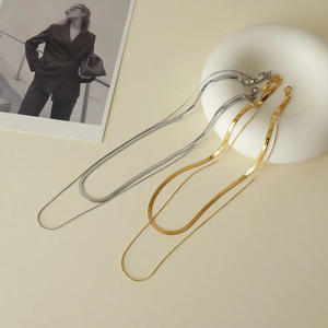 Office lady sexy 3mm 4mm larghezza coltello piatto design catena <span class=keywords><strong>serpente</strong></span> piatto con catena <span class=keywords><strong>serpente</strong></span> rotonda collane multistrato combinate per signora - Product Image 3