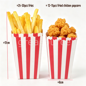 Caja de PVC roja y blanca con temática de dulces para exhibición de comida en restaurantes, carros de comida, cines y presentaciones de aperitivos de comida rápida (papas fritas, pollo frito, palomitas de maíz) - Product Image 3