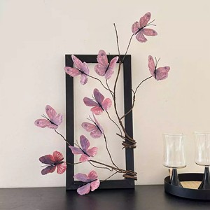Timo Dead Branch Butterfly - Arte de pared enmarcado con ramo de decoración artificial de plástico, rojo oscuro, 5 cabezas - Product Image 4