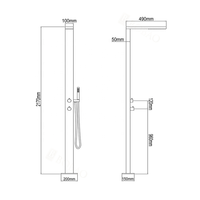 Robinet de douche moderne carré en acier inoxydable 304, sur pied, 2 fonctions, douche de piscine extérieure avec douchette à main