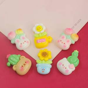 Bonito florero de dibujos animados, abalorios de resina para DIY, horquilla para álbum de recortes, funda de teléfono, decoración, imán para nevera, relleno de limo - Product Image 1