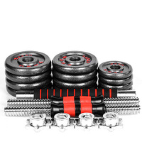 Ensemble combiné haltères et barres réglables en fonte, plaques de poids amovibles, finition peinte, 10-50 kg, pour entraînement de force à domicile, corps et bras