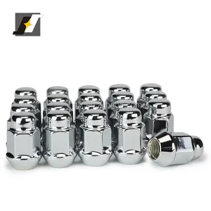 HONISHEN Chrome 14x1.5 Closed End Bulge Acorn Lug Nuts - Cone Seat - 13/16" Hex Wheel Lug Nut