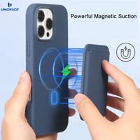 Coque magnétique en silicone orange pour iPhone 17 Pro Max avec fente pour cartes, compatible iPhone 14