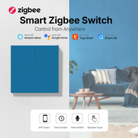 Interrupteur intelligent Merten 4 modules bleu Zigbee, panneau en aluminium aviation, type UK 86, prise en charge du fil neutre, contrôle vocal via application, IP20, minuterie