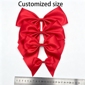 Lazos de Satén Rojos Pre-Atados E-Magic de Varios Tamaños con Adhesivo y Colas Largas, Lazos Decorativos Grandes para Decoración Navideña - Product Image 5
