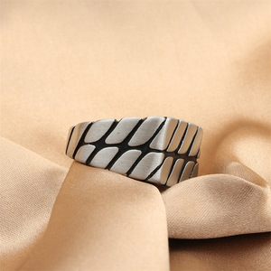 European American Style Titanium Steel <b>Ring</b> Geometric Retro Men's Punk Stainless Steel Rectangular Chain <b>Ring</b> 280625 - Product Image 2