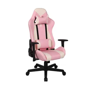 E 스포츠 귀여운 핑크 게임 의자 사용자 정의 브랜드 로고 안락 의자 컴퓨터 게임 플레이어 의자 목 지원