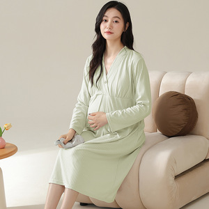 Autumn <strong>Maternity</strong> Nightdress Nursing Dress Nighty <strong>Maternity</strong> <strong>Hospital</strong> Nightgown Modal comfort Sleepwear Breastfeeding <strong>Pajamas</strong> - Product Image 4