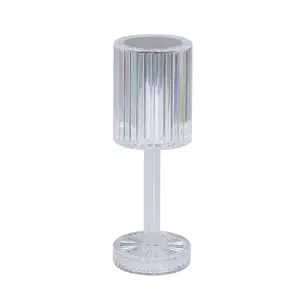 Lâmpada de mesa recarregável tipo C para decoração de interiores, lâmpada cilíndrica com controle de toque, ambiente de 16 cores, lâmpada de cristal LED de lua