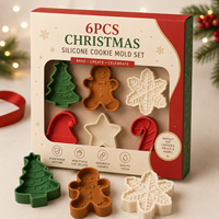 Ensemble de moules en silicone personnalisés pour Noël - Plateau de cuisson de qualité alimentaire avec motifs chapeau de Père Noël, canne en sucre et pain d'épices