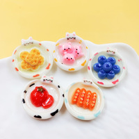 Jolie assiette jouet comestible pour chat, accessoires en résine, colle crème DIY, pinces à cheveux faites à la main, matériaux de décoration pour coques de téléphone, vente en gros