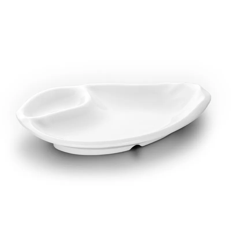 طقم عشاء من البلاستيك رخيص بسعر الجملة مناسب للمطاعم مع طبق غمس أبيض لتناول الطعام