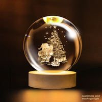 Système solaire moderne à LED 3D, veilleuse rechargeable, alimentation USB, boule de cristal lumineuse pour la décoration de la maison et de la chambre à coucher