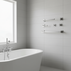 Stainless Steel Bathroom <b>Hardware</b> Set Wall Mounted Brushed Finish Minimalist Design 6 Piece Set for Bath Organization - Product Image 2