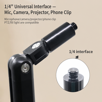 Supports de microphone à bras articulé en aluminium robuste, capacité de charge de 1,5 kg, rotation à 360° °   Bras de micro rotatif à pince en C 1-6 cm avec câble dissimulé pour studio