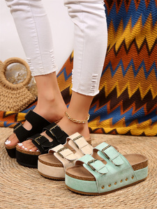 Envío rápido, nuevas zapatillas planas de cabeza redonda, suela blanda, ropa exterior, Chanclas de suela gruesa, zapato Beige para mujer - Product Image 2