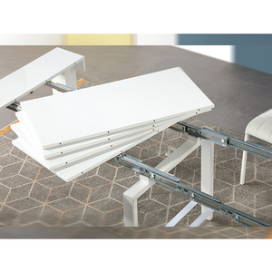 Modern High Gloss White Metal Frame <strong>Pull</strong> <strong>Out</strong> Extending Office <strong>Desk</strong> 10 Seater for Small Space - Product Image 6
