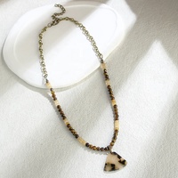 Collier court en chaîne perlée en hématite naturelle, bijoux bohèmes vintage pour femmes, charme de la paix en alliage