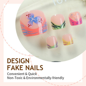 Fabricante al por mayor 24 piezas Diseños <span class=keywords><strong>de</strong></span> <span class=keywords><strong>uñas</strong></span> <span class=keywords><strong>de</strong></span> Punta francesa Prensa <span class=keywords><strong>en</strong></span> Punta ABS <span class=keywords><strong>Flores</strong></span> coloridas Squrae Prensa <span class=keywords><strong>en</strong></span> <span class=keywords><strong>uñas</strong></span> para dedos <span class=keywords><strong>de</strong></span> los pies - Product Image 3