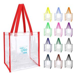 Custom Logo Custom Cheap Clear <b>Plastic</b> Reusable PVC Handbag Transparent Beach Bag <b>Tote</b> Gift Bags with Handle Letter Pattern Type - Product Image 1