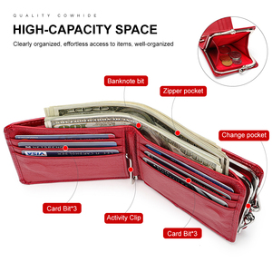 WESTAL Designer corto Bifold <span class=keywords><strong>rosso</strong></span> portafogli portamonete tasca porta carte di credito in pelle <span class=keywords><strong>portafoglio</strong></span> in vera pelle per le donne - Product Image 5