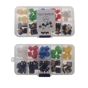 25 piezas 5 colores 12*12*7,3 MM Micro interruptor botón tapa táctil interruptor de botón táctil Kits surtidos con caja