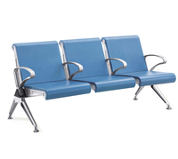 Chaise d'attente moderne en métal 3 places, banc d'aéroport argenté, mobilier de réception pour hôtel, bureau, salle de sport