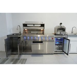 Vente en gros d'armoires de <span class=keywords><strong>cuisine</strong></span> d'extérieur en acier inoxydable îlots de barbecue <span class=keywords><strong>sur</strong></span> roues avec four à pizza - Product Image 2