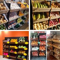 Bedrijf Freshfruitsandgroenten Ijzeren Frame Supermarkt Planken Staan Display Hout Fruit Display Cnlf