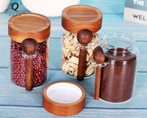 Frasco de Vidrio de 15oz con Tapa de Madera Acacus y Boca Roscada, con Cuchara, para Almacenamiento de Azúcar y Sal, Tarro Sellado de Vidrio para Aperitivos - Product Image 6