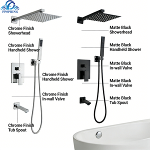 Set Doccia Termostatico a Parete in Ottone di Lusso Moderno a 3 Funzioni con Miscelatore e Lavabi <span class=keywords><strong>per</strong></span> Bagno - Product Image 3