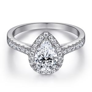 Bague de haute qualité, style punk tendance, classique, forme poire, zircon, rhodium, argent sterling 925, cadeau de mariage ou de fiançailles, certifiée CMA - Product Image 3