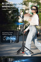 Trépied perche à selfie gimbal pour téléphone 360° °   Stabilisateur Quadripode Anti-tremblement à Suivi Facial IA à Rotation Automatique avec Télécommande