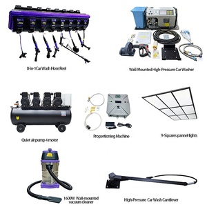 Equipo de Lavado de Autos Resistente, Juego de 8 Piezas, Enrollador de Manguera, Lavadora de Pared, Aspiradora de 1600W, Luces LED de Panel - Product Image 1