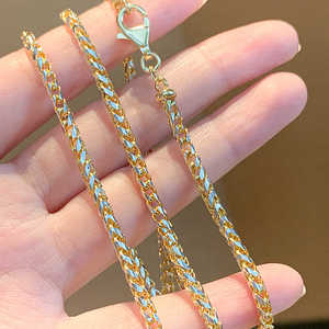 Collana da <span class=keywords><strong>Uomo</strong></span> in <span class=keywords><strong>Oro</strong></span> 18K Italiano, Catena a Osso di Drago, <span class=keywords><strong>Oro</strong></span> Giallo e Bianco Au750, Catena Semplice Ispessita per <span class=keywords><strong>Uomo</strong></span> - Product Image 1