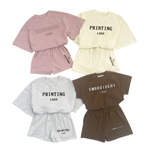 Ensemble de vêtements personnalisés pour bébé pour surdimensionné costume d'été pour bébé avec broderie imprimé Jersey manches courtes - Product Image 1