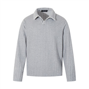 <span class=keywords><strong>Polo</strong></span> da <span class=keywords><strong>Uomo</strong></span> Trendy a Maniche Lunghe in Maglia Traspirante con Colletto, Tinta Unita, Texture a Costine, Trattamento Anti-Piega - Product Image 5