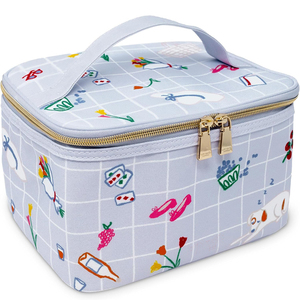 Sac à déjeuner mignon pour femmes, sac thermique rayé avec double fermeture éclair et poignée de transport, sac isotherme pour déjeuner, petit sac isotherme pour déjeuner - Product Image 1