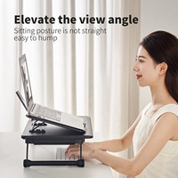 Bureau portable réglable pour ordinateur portable avec double réglage de niveau, angle et hauteur, table pour ordinateur portable assis-debout